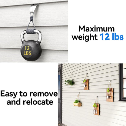 20 Pack Amuille Vinyl Siding Hooks, No Hole Siding Hanging Hangers, Heavy-Duty Stainless Steel Vinyl Siding Hanger