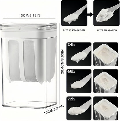 Yogurt Strainer—【1.9QT/0.475GAL Total】 & 【0.9QT/0.23GAL Filter】, Yogurt Strainer Greek Yogurt Strainer Yogurt Press, BPA-Free PP Strainer for Whey Separation（Totle1.9QT）