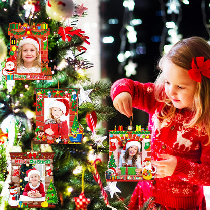 Capoda 24 Pack Christmas Picture Frame Craft Kits DIY Fireplace Christmas Photo Frame Craft Ornaments Xmas Picture Frame Holiday Craft Activities for Photo Ornament Craft Christmas Tree Decor