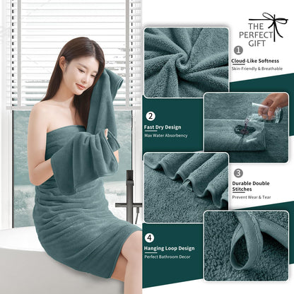 8 Set|2 Sheet,2 Towels,4 Set Piece Bathroom Towel Oversized Large Bath Towel Hand Washcloths|Ultra Soft Microfiber