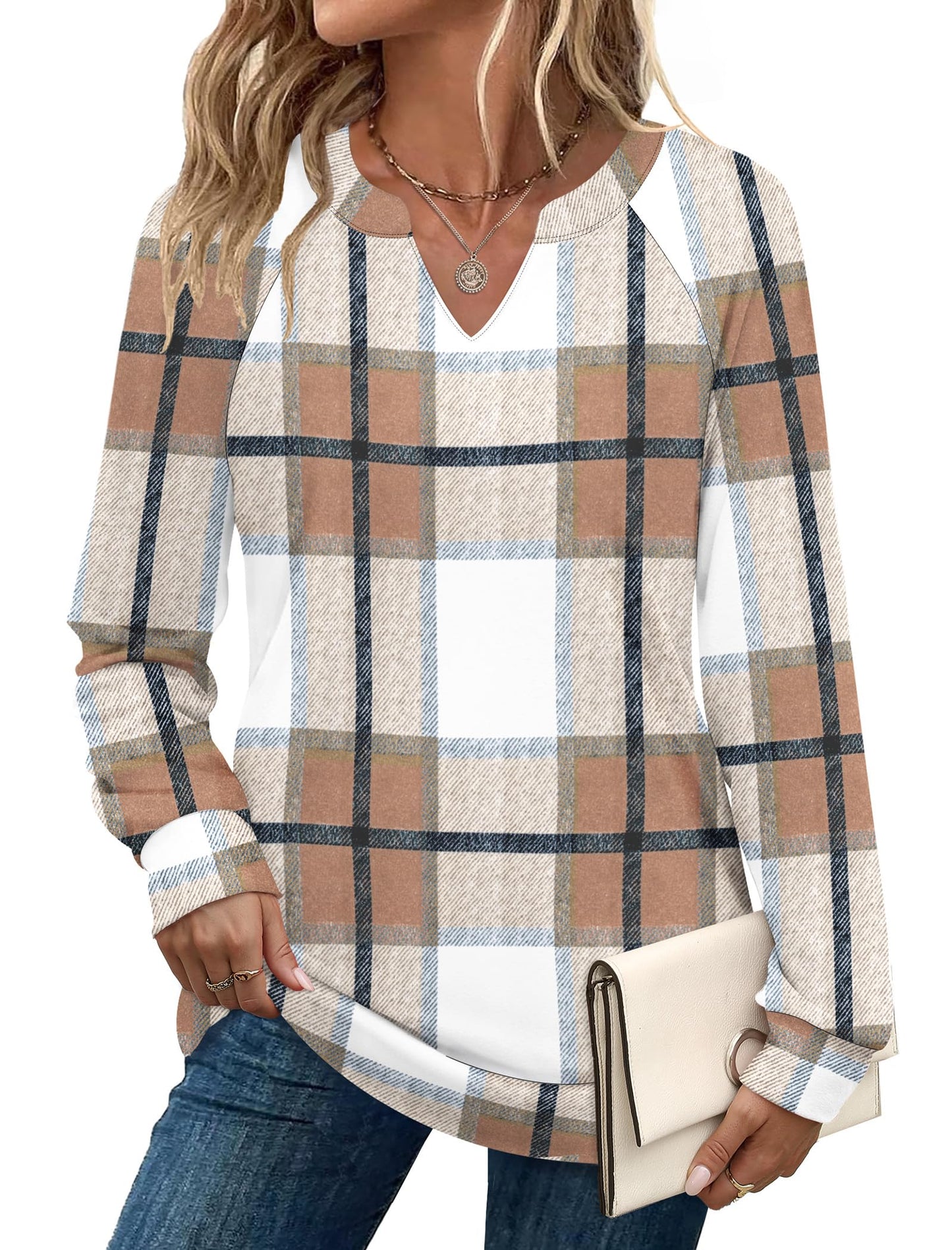 SAMPEEL Sweatshirts for Women V Neck Long Sleeve Shirts Lightweight Sweaters Fall Fashion Tops Outfits 2025