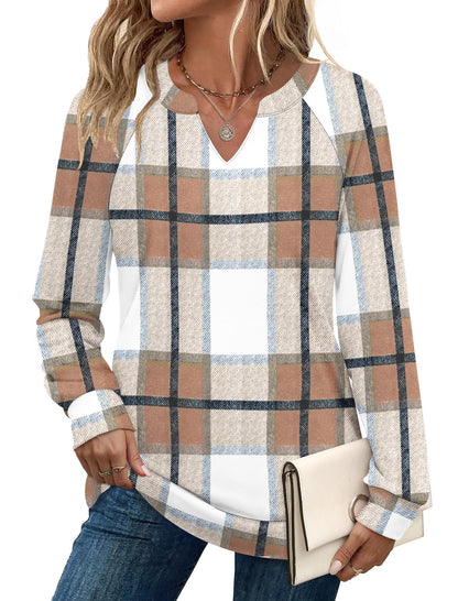 SAMPEEL Sweatshirts for Women V Neck Long Sleeve Shirts Lightweight Sweaters Fall Fashion Tops Outfits 2025