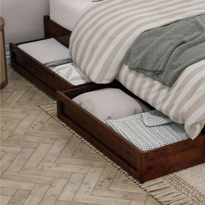 AFI, Wesley King Platform Bed with Panel Footboard & Storage Drawers, Walnut
