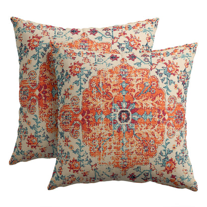 Boho Ethnic Pillow Covers 18x18 Inch Set of 2 Bohemian Rust Carpet Throw Pillows For Couch Burnt Orange Blue Teal Geometric Decorative Pillow Cases Farmhouse Home Decor For Couch Sofa Room Outdoor