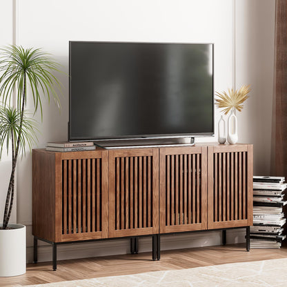 BVIUNTWO Set of 2 Accent Storage Cabinet with Doors and Adjustable Shelf,Freestanding Buffet Cabinet,Modern Sideboard Buffet Cabinet for Living Room,Dining Room,Kitchen, Hallway,Brown