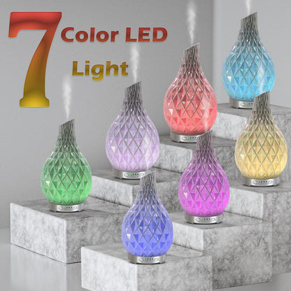 MAXWINER Essential Oil Diffusers Ultrasonic 3D Glass Aromatherapy Diffuser, Auto Shut-Off, Timer Setting, 7 Colors LED Lights Changing for Home, Office, Spa 120ml