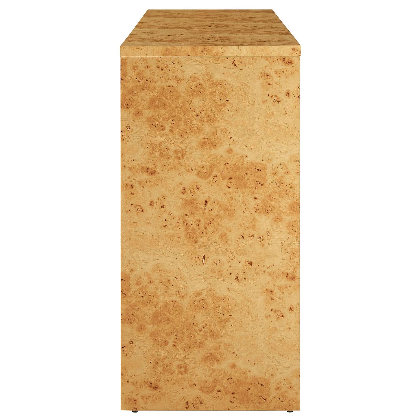 Modway Hudson Burl Wood Sideboard with 3 Doors in Natural - Modern Buffet Cabinet - Versatile High TV Stand Media Cabinet - 60 Inch Storage Sideboard for Living Room with Doors and Shelves