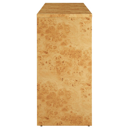 Modway Hudson Burl Wood Sideboard with 3 Doors in Natural - Modern Buffet Cabinet - Versatile High TV Stand Media Cabinet - 60 Inch Storage Sideboard for Living Room with Doors and Shelves