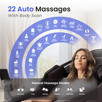 Osaki 2026 4D Ion l Full Body Massage Chair l 4D Massage Mechanism l Voice Control l 24 Auto Massages l SL-Track l Zero Gravity l Space Saving l Touchscreen Controller l Bluetooth Speaker (Brown)