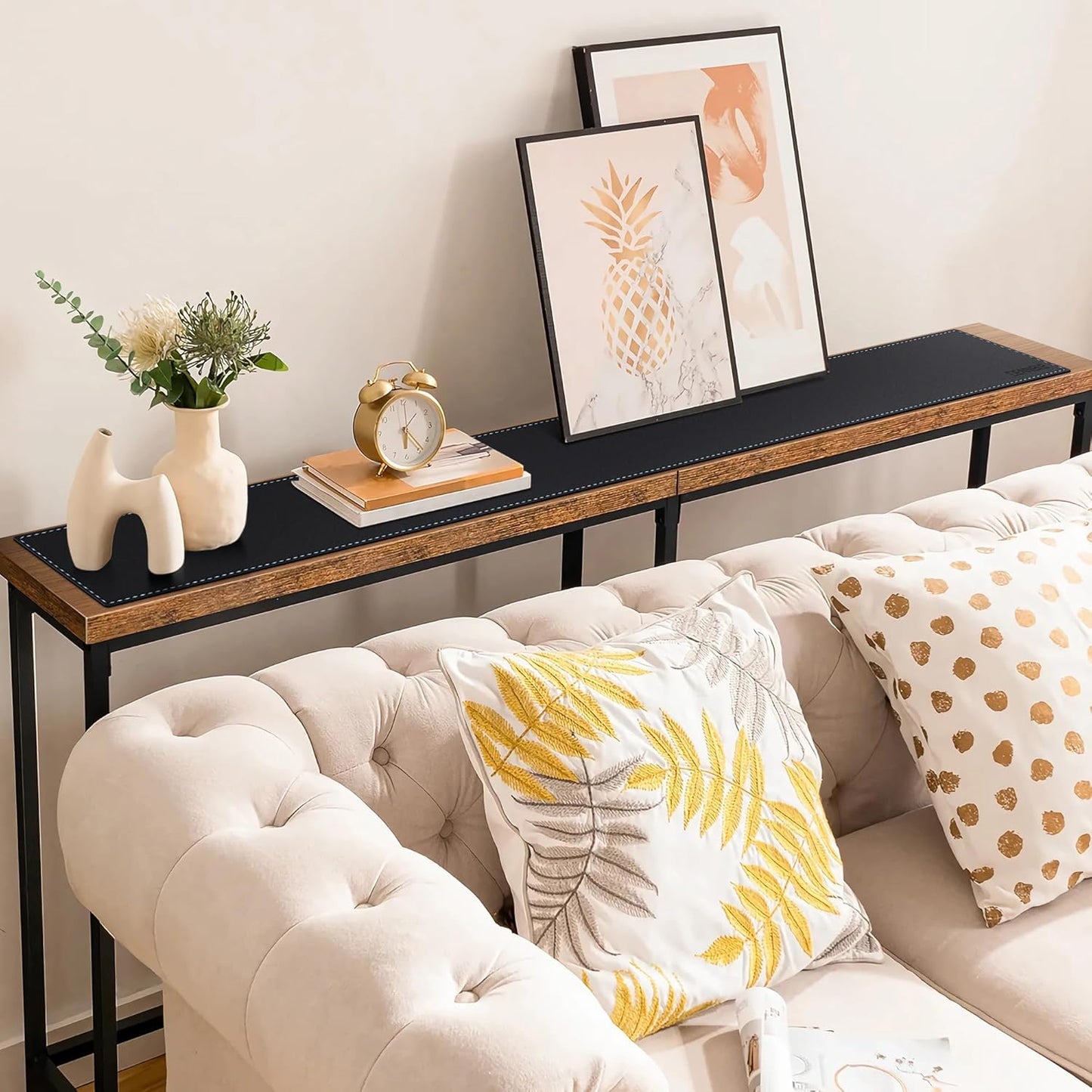 63 5.9 Inches CENNBIE Console Table Leather Cover - x Sofa Table Narrow Long Mat - TV/Media/Gaming/Center Console Table