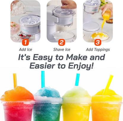 Elite Gourmet ESI1021 Snow Cone & Shaved Ice Maker, Refreshing Slushies, Margaritas, and Boba Drinks, White