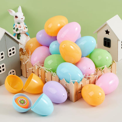 3.15" 25PCS JOYIN Pastel Easter Eggs, Large Plastic Eggs, Empty Colorful Fillable Eggshells for Easter Hunt, Party