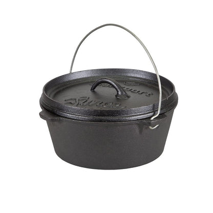 Stansport's Cast Iron Dutch Oven with Lid (16023) - Large 4 Quart Capacity, Durable Cast Iron Construction, Perfect for Outdoor Cooking, Home Kitchen and Camping Trips, Flat Bottom Design
