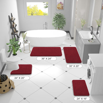 OLANLY Bathroom Rugs - Extra Soft Absorbent Chenille Bath Mats | 36x24, Quick Dry, Machine Washable, Red