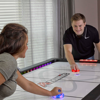 Atomic Top Shelf 7.5’ Air Hockey Table – Arcade Style Table with 120V High‑Power Motor, LED Lumen‑X Lighting, High‑Speed PVC Play Surface & LED Accessories