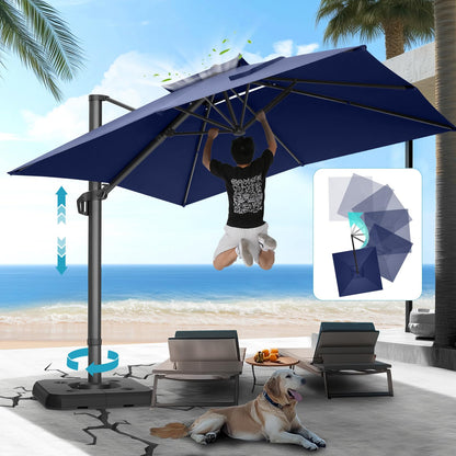 HOTEEL 10x10ft Patio Umbrella Cantilever Umbrella Double Top - Upgrade and Intensify - 360 Rotation and 5 Angles Adjustment - Aluminum Offset Pool Umbrella Outdoor Umbrellas for Patio Garden Deck Pool,Dark Blue