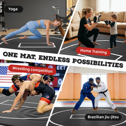 HFPFTS Wrestling Mat for Home, 10’x 10’x 1.25” Wrestling Mat, Safe Wrestling & Play Mat for Kids and Family, Jiu Jitsu, BJJ, MMA, Wrestling Mats, Martial Arts, Tumbling, Easy Clean, Gym Mat, Black