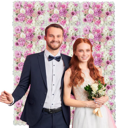 JIIPOREGJ Flower Panels Wall Décor Artificial Flowers Romantic Floral Backdrop Hedge Home Decor Wedding Party Photo Background,12pcs