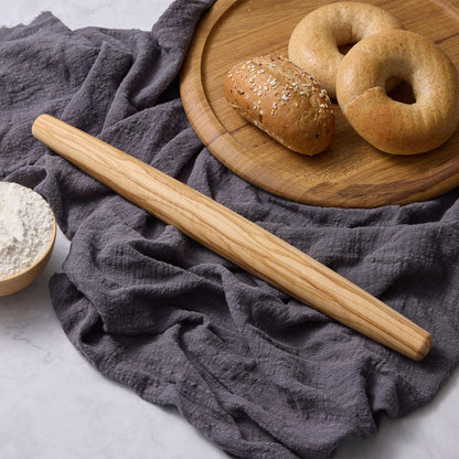 Olive Wood French Rolling Pin, 15 Inch Wooden Rolling Pin for Baking