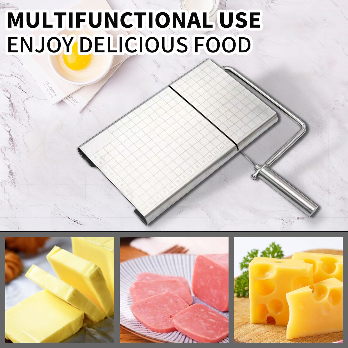 Bectyton Stainless Steel Cheese Slicer, Cheese Slicers for Block Cheese, Cheese Cutters for Block Cheese