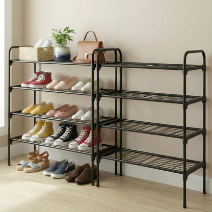 Tujurich 4-Tler Closet Shoe Rack Organlzer, Rustproof lron, Spaclous Shoe Storage Shelf for or Entryway, Fits Sneakers