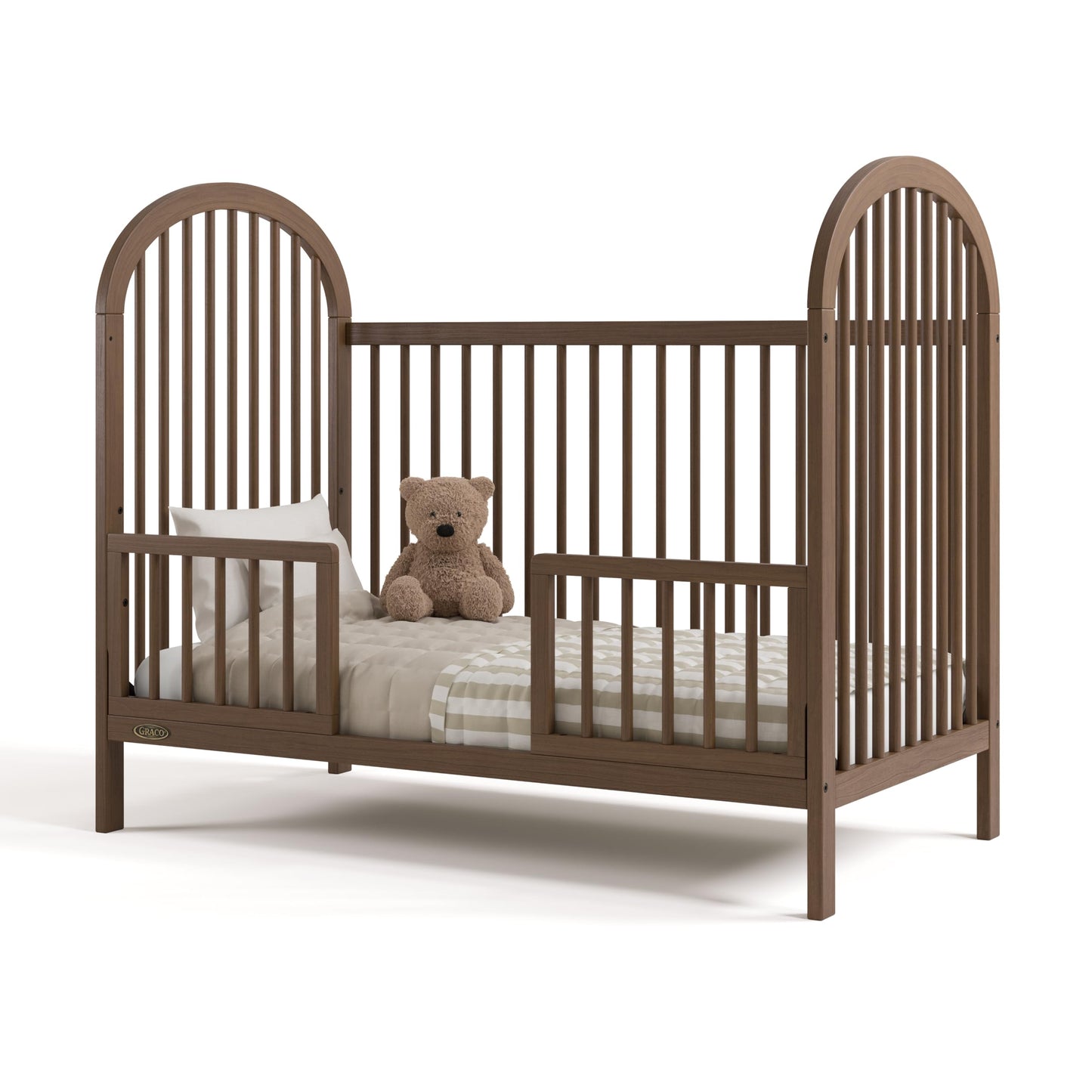 Graco Olivia 3-in-1 Convertible Crib – GREENGUARD Gold Certified, 100% Solid Wood, Fits Standard Baby Crib Mattress, Converts to Toddler Bed and Daybed, 4 Adjustable Mattress Heights (Hazelnut)