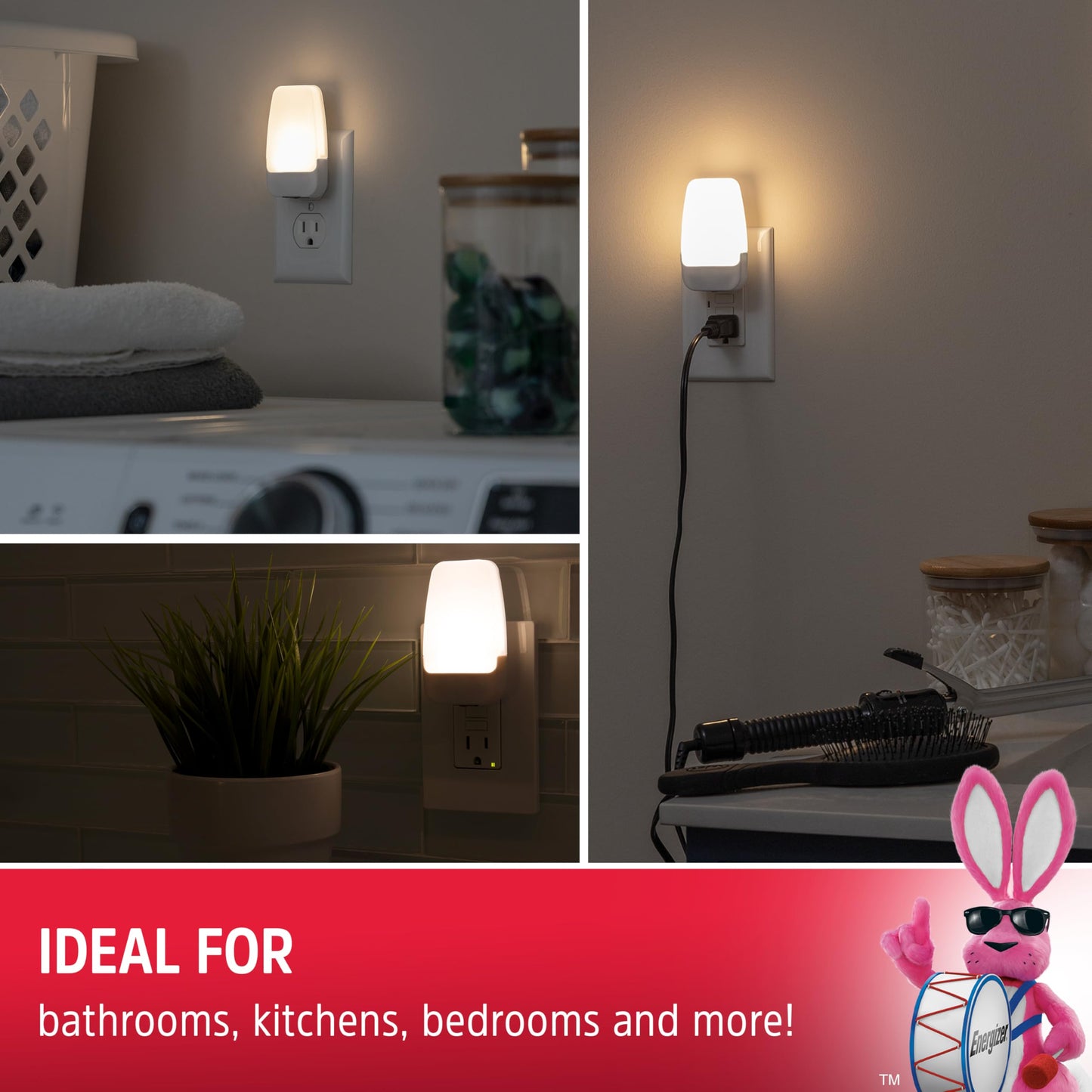 Energizer LED Rotating Night Lights Plug Into Wall Dusk to Dawn Sensor Home Decor Apartment Essentials Ambient Lighting Nightlight 40293 2 Pack