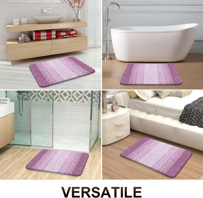 OLANLY Bath Rugs Mat - Extra Soft Microfiber, Quick Dry & Washable | 24x16 Inches, Pinkish-Purple