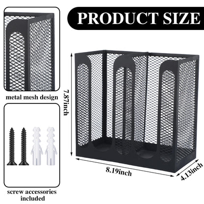 Maxcheck Metal Mesh Cup and Lid Holder Coffee Paper Cup Dispenser Lid Holder Storage Organizer Countertop or Wall Mount for Coffee Bar, Kitchen, Breakroom(2 Compartments,8.2 x 4.1 x 7.9 Inch)