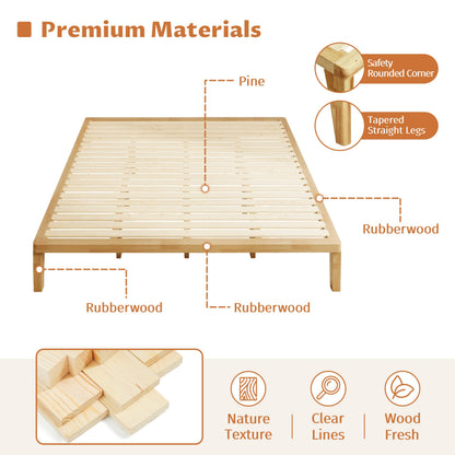 IOTXY California-King Platform Bed Frame - 12 Inch Solid Wood Mattress Foundation Base with Heavy-Duty Support Slats & Legs, Rubberwood California King Size Bedframe