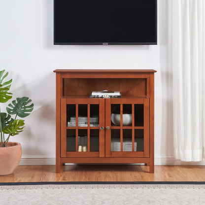 Convenience Concepts Big Sur Highboy TV Stand 36" - Modern Entertainment Center For TVs up to 40", Storage Cabinet for Dining, Living Room, & Entryway, Console Hall Table with Shelves, Cherry