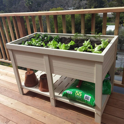 New Age Garden 48" Wide Elevated Planter Box, Raised Garden Bed for Flowers, Herbs & Vegetables, Durable, UV Resistant, Paintable and Easy to Assemble.