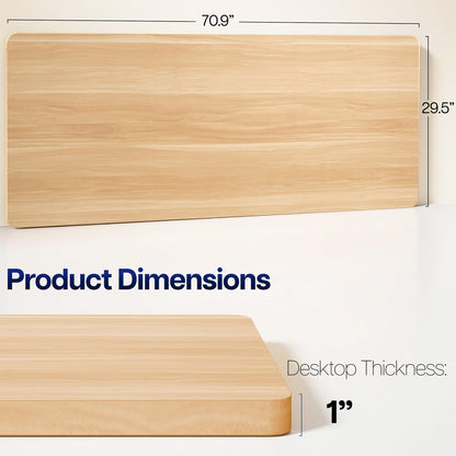 VIVO Light Wood Universal 71 x 30 inch Solid One-Piece Table Top for Standard and Sit to Stand Height Adjustable Home and Office Desk Frames, DESK-TOP71C
