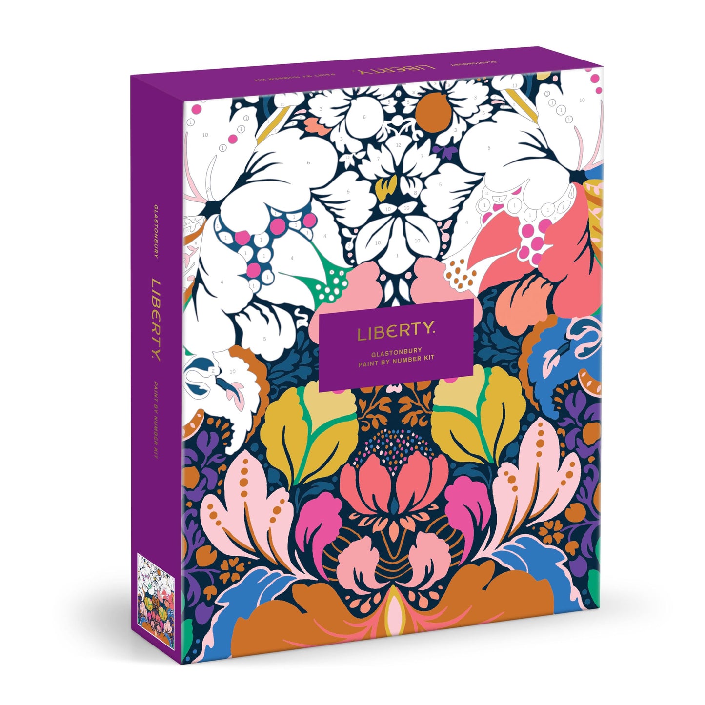 Galison Liberty Glastonbury – DIY 9 x 12 Paint by Number Kit with Iconic Liberty Print Art for Beginners and Experts Includes Paint and Brushes