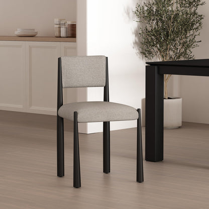 Manhattan Comfort Lennor Dining Chairs Set of 2, Upholstered in Boucle Fabric, Side Seating with Metal Frame, Mid Century Modern Accent, Fully Assembled Furniture, Champagne