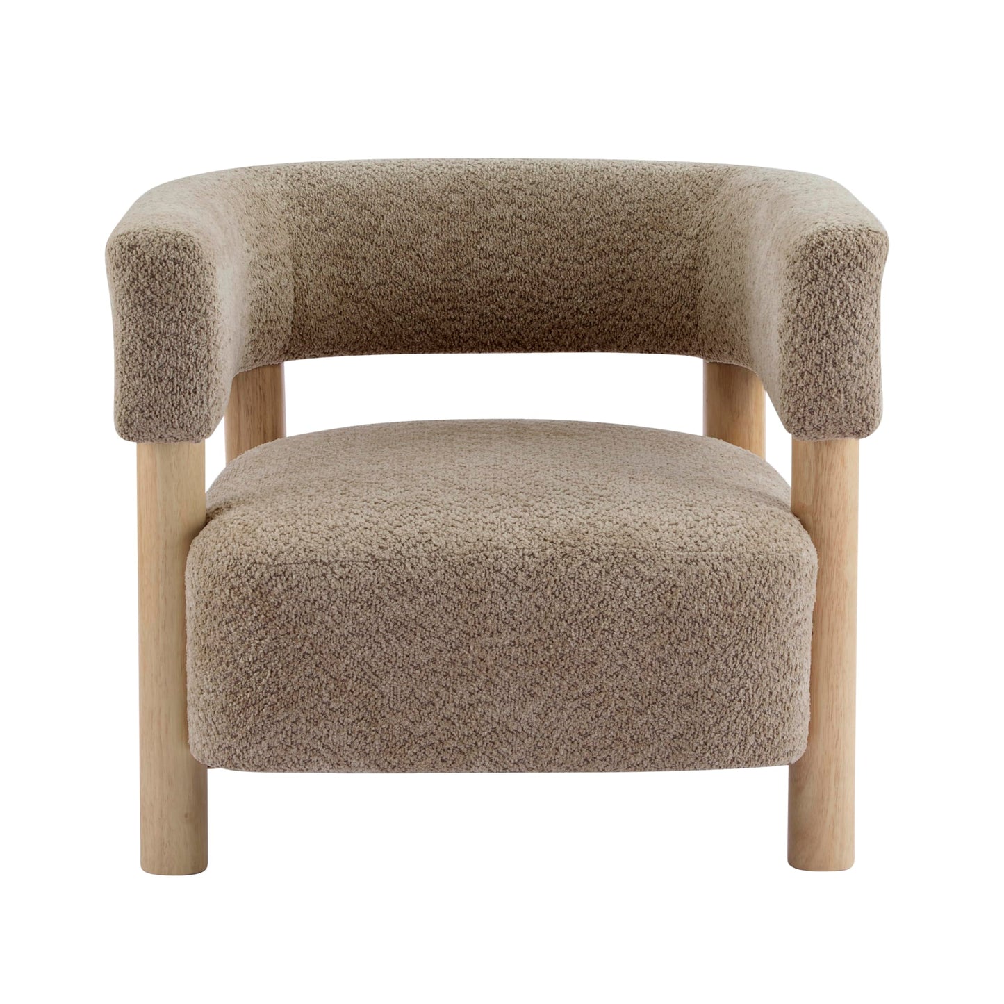 Christopher Knight Home Carly Low Profile Accent Chair, Round Backrest Side Chair, Living Room Armchair with Boucle Fabric Cushion,Comfy Reading Chair for Bedroom,Wooden Single Lounge Sofa,Light Camel