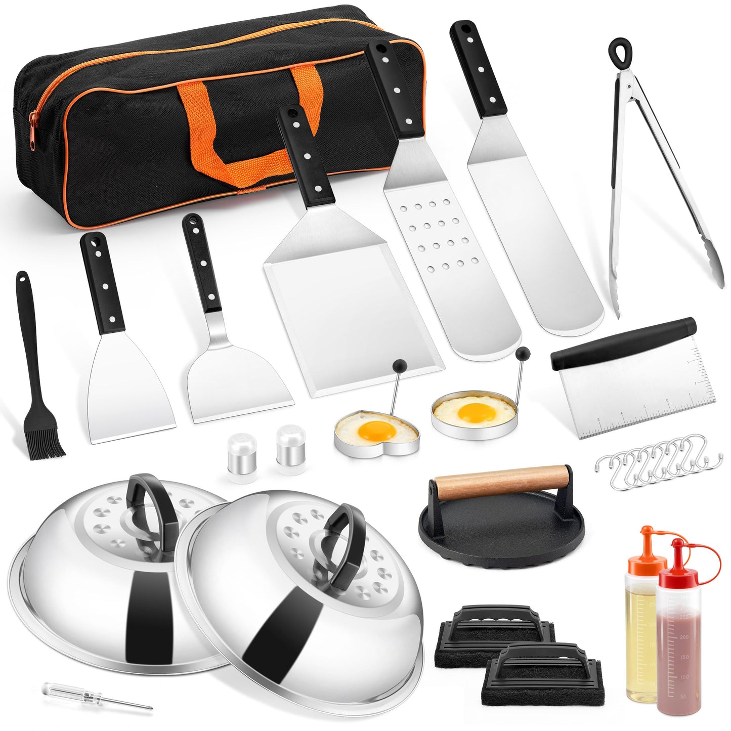 Griddle Accessories Kit, HaSteeL 20Pcs Flat Top Grill Accessories for Camping, Professional ABS Griddle Spatula Grill Tools Set with Melting Dome for Teppanyaki BBQ Outdoor, Perfect Grilling Gifts