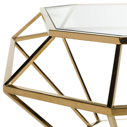SAFAVIEH Couture Home Collection Abena Gold and White Marble Geometric Coffee Table