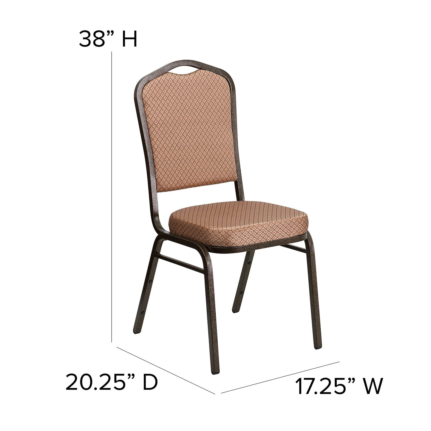 Flash Furniture 4 Pack HERCULES Series Crown Back Stacking Banquet Chair in Gold Diamond Patterned Fabric - Gold Vein Frame