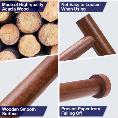 Wooden Paper Towel Holder for Kitchen,Adhesive Acacia Wood Paper Towel Holders Under Cabinet, Wall Mount Kitchen Paper