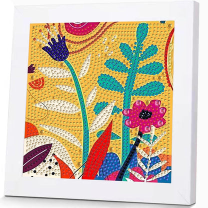 Pxzcrypha Diamond Art Kits for Kids with Frame, Flowers Diamond Art Painting for Kids, Flowers Gem Art Kits for Kids 8-12 for Gift Home Wall Decor (7x7inch)