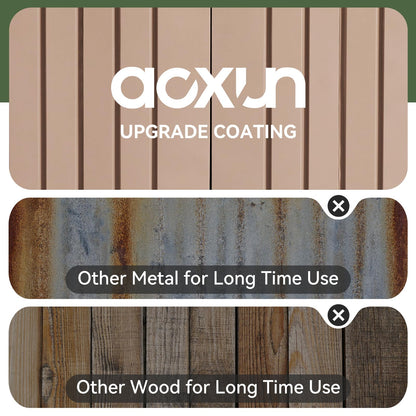 Aoxun 6x10 FT Outdoor Storage Shed with Open Firewood Storage,Galvanized Steel Garden Shed with Lockable Doors,Sloped Roof,Windows, 2 in 1 Large Metal Tool Shed for Patio, Backyard, Lawn (Brown)