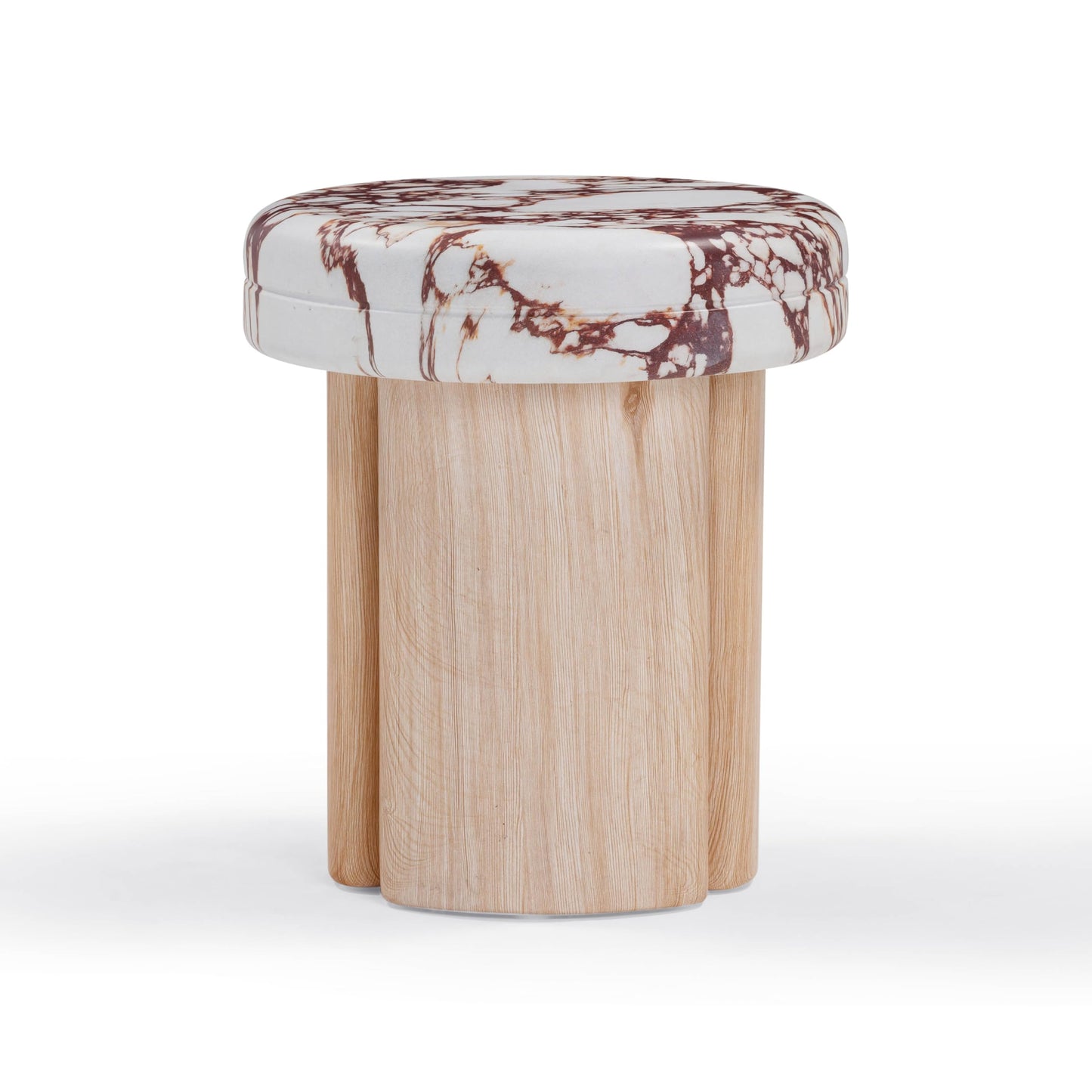 Tov Furniture Sheila Wood and Breccia Capraia Textured Concrete Side Table