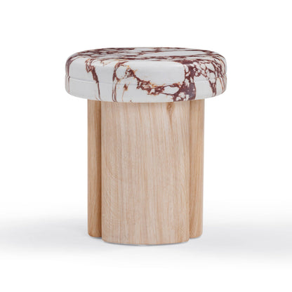 Tov Furniture Sheila Wood and Breccia Capraia Textured Concrete Side Table