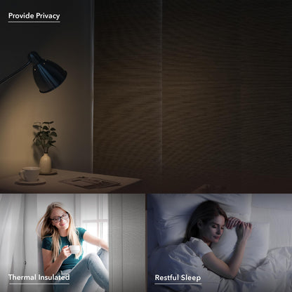 GoDear Design 99.99% Blackout Adjustable Sliding Panel Track Blinds for Sliding Glass Doors 45.8"- 86" W x 96" H, Extendable Vertical Blinds, Trimmable Natural Woven Panel, Bali Cottages