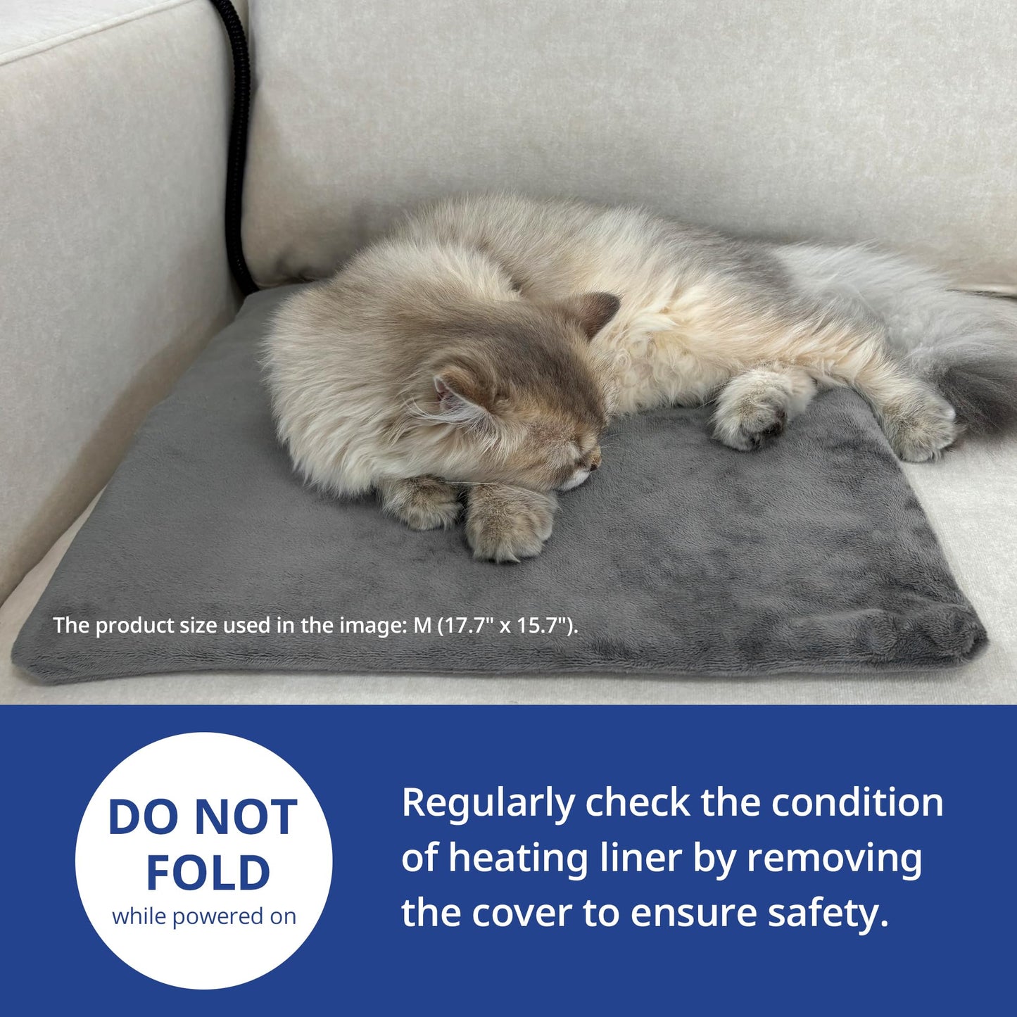 NICREW Pet Heating Pad for Dogs and Cats, Heated Cat Bed with Steel-Wrapped Cord and Soft Fleece Cover, 17.7 x 15.7 Inches, 30 Watts