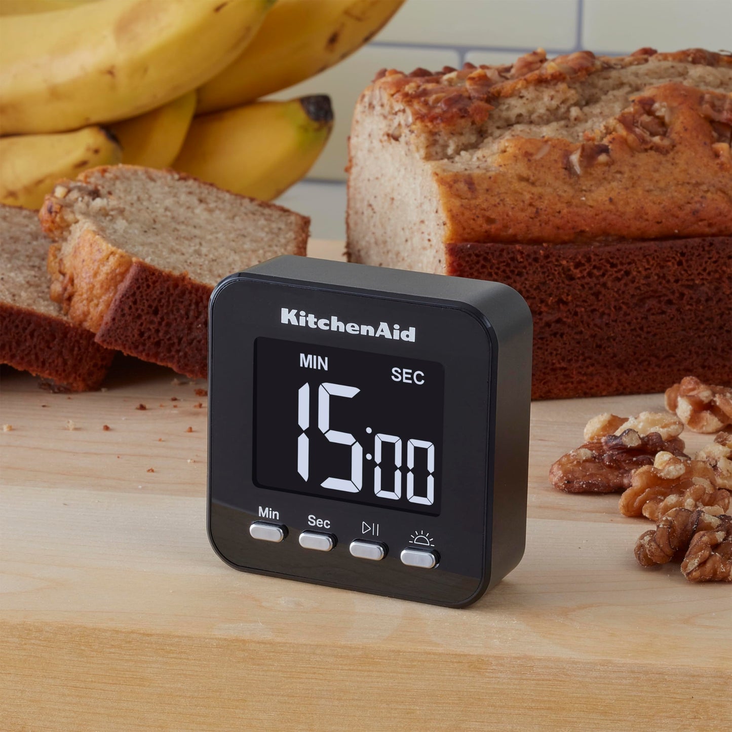 KitchenAid KQ912 99M Digital Single Event Magnetic Visual Timer with Backlight, Cooking, Classroom, Egg Timer, Black