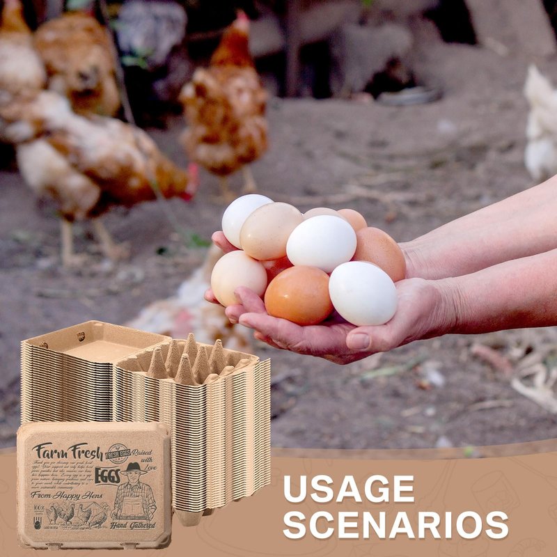 Honeydak 50 Pcs Egg Cartons Bulk 12 Count 3x4 Style Pulp Paper Egg Tray Dozen Reusable Container Holder Storage Box for Supermarkets Fresh Kitchen Vegetable Family Farm Markets
