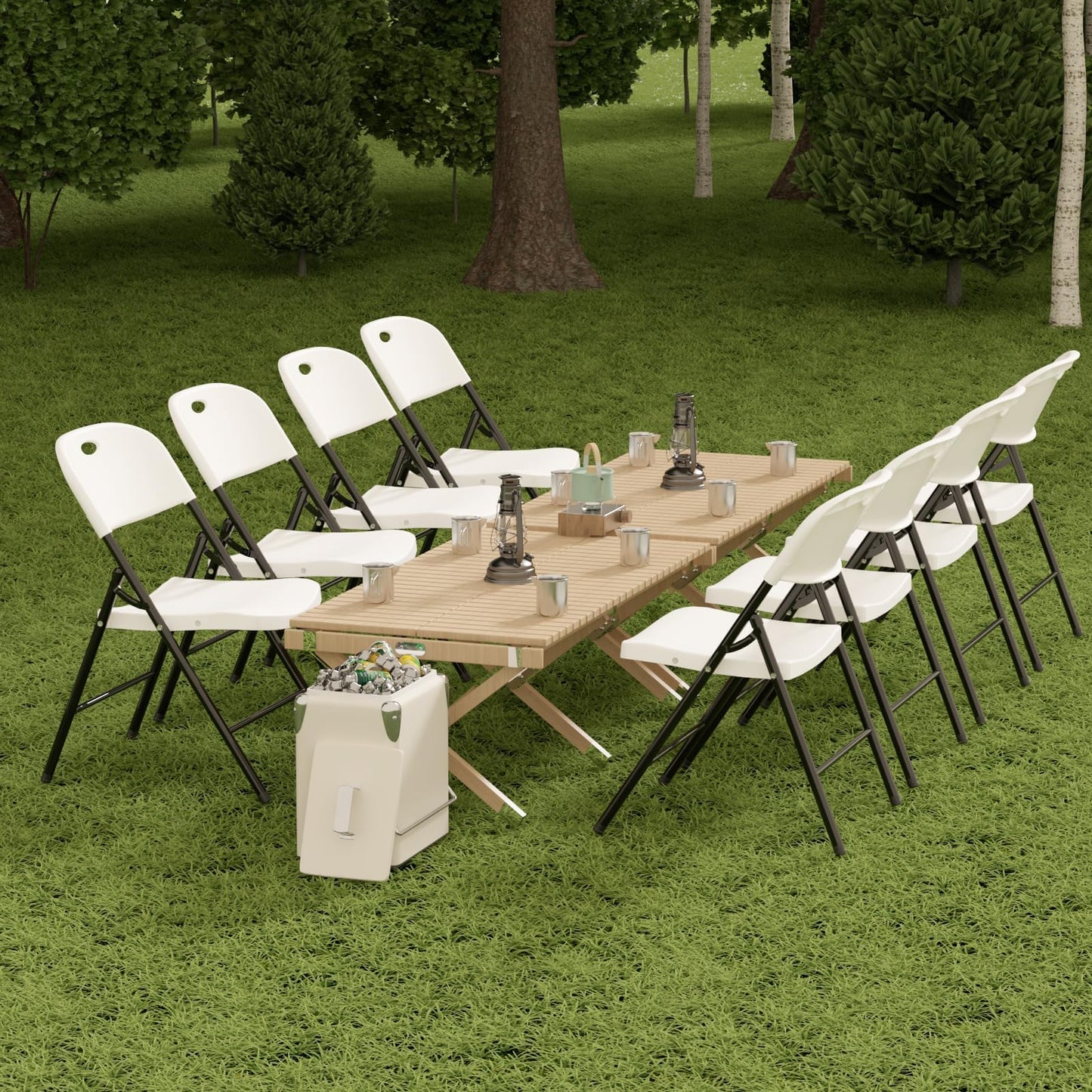 Nazhura 350 Weight Limit Heavy Duty Plastic Folding Chair with Reinfoced Steel Frame for Indoor and Outdoor, Wedding, Party, Restaurant, Meeting Room, Patio and Garden (10, White)