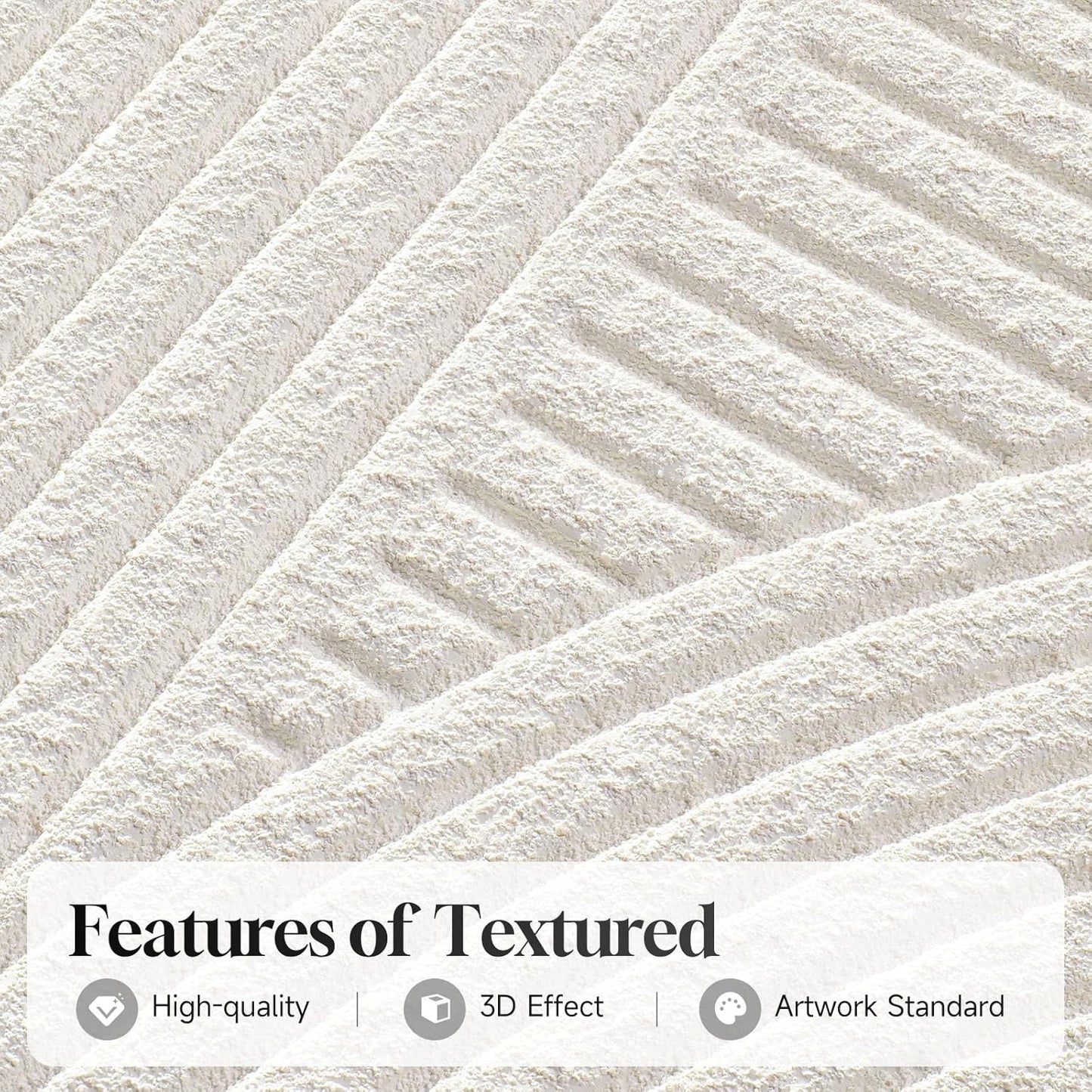 Skiennix Large Framed 3D Textured Abstract Wall Art - Modern White Geometric Decor | 24x36 In, 3 Piece Set